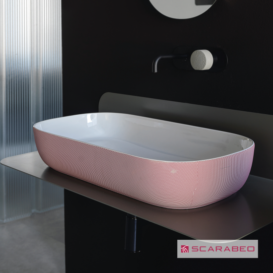 Επικαθήμενος Νιπτήρας Πορσελάνης 56x39cm Scarabeo Glam 1804-SER Pois Pink